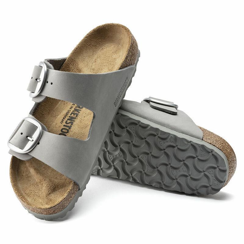 Birkenstock Big Přezkou Nubuck Læder Arizona Dame Grå | DK 467FDN